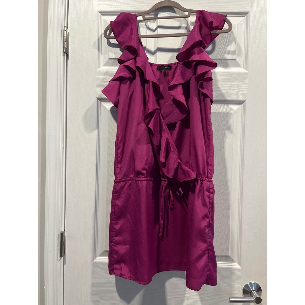 Love‎ Posh Magenta Purple Ruffle V-Neck Mini Dress Sleeveless Elastic Waist M